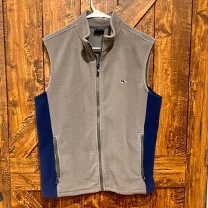 Vineyard vines‎ men's harbor fleece gray and navy blue vest size small EUC